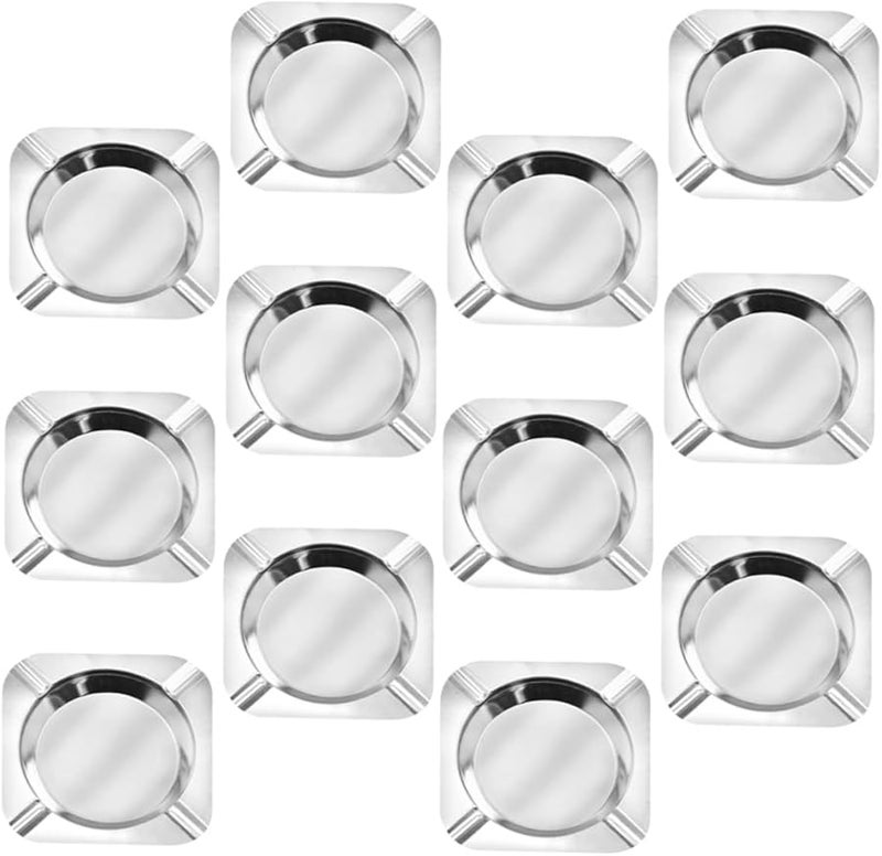 حامل سجائر مربع من الفولاذ المقاوم للصدأ 12 قطعة للاستخدام الداخلي والخارجي حديث غير قابل للانقلاب - Image 1